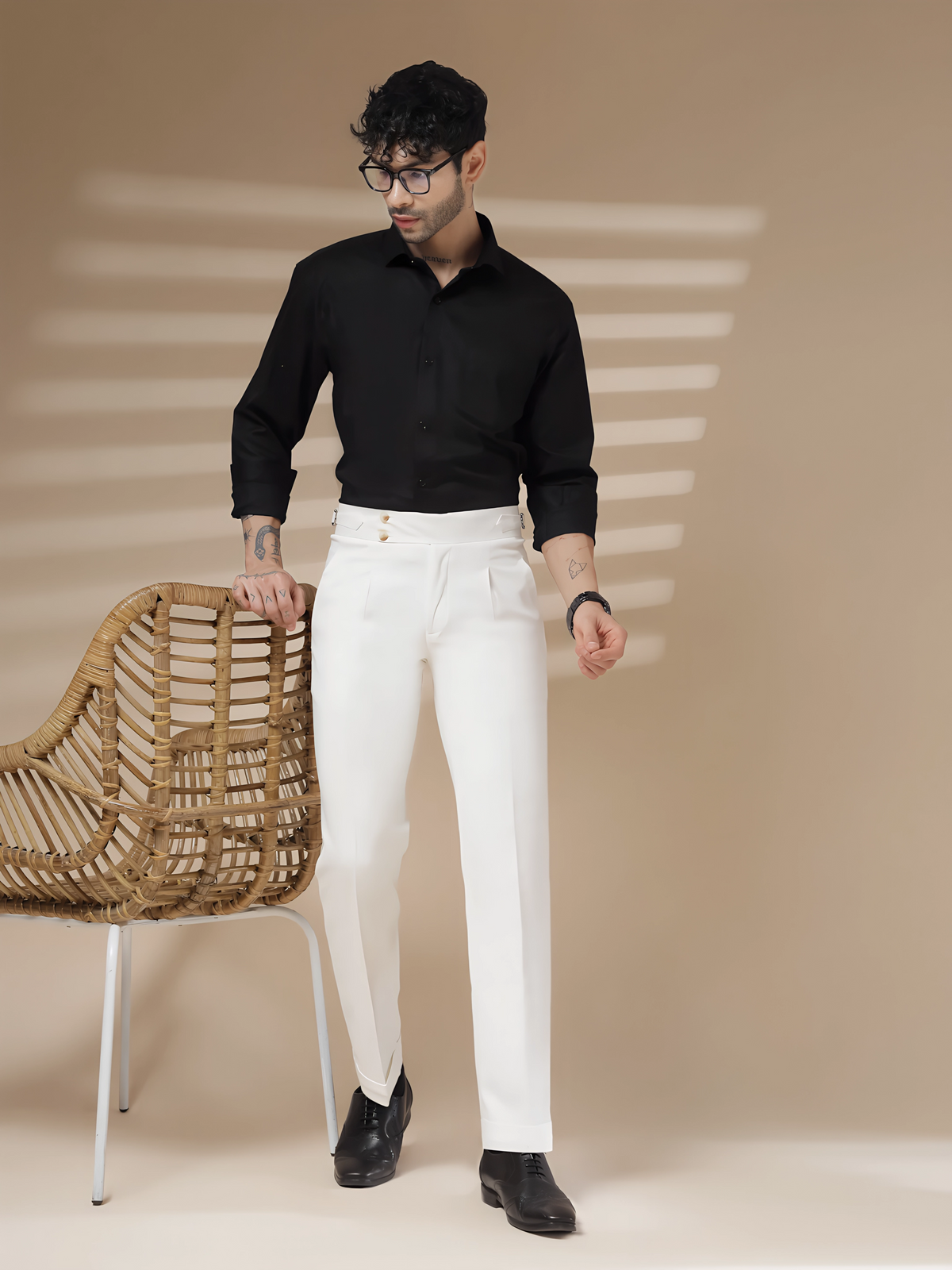 White Signature Buttoned Formal Gurkha Pants by ITALIAN VEGA®
