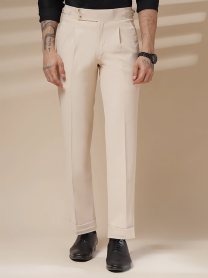 Beige Signature Buttoned Formal Gurkha Pants by ITALIAN VEGA®