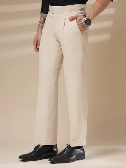 Beige Signature Buttoned Formal Gurkha Pants by ITALIAN VEGA®