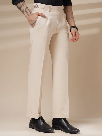 Beige Signature Buttoned Formal Gurkha Pants by ITALIAN VEGA®