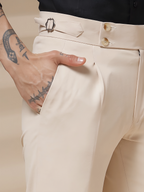 Beige Signature Buttoned Formal Gurkha Pants by ITALIAN VEGA®