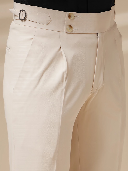 Beige Signature Buttoned Formal Gurkha Pants by ITALIAN VEGA®