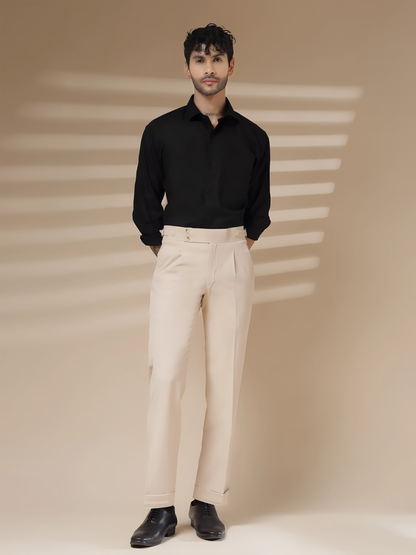 Beige Signature Buttoned Formal Gurkha Pants by ITALIAN VEGA®