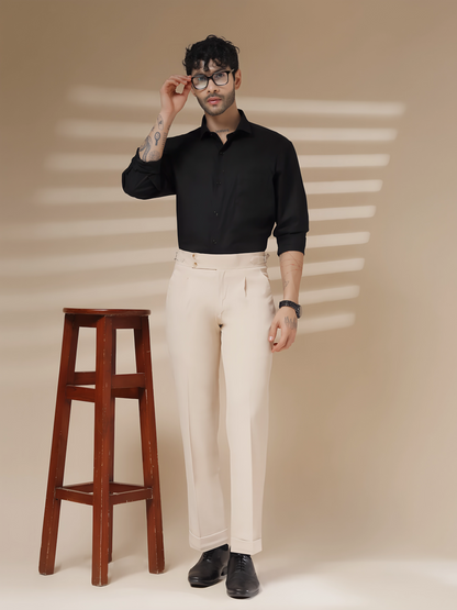 Beige Signature Buttoned Formal Gurkha Pants by ITALIAN VEGA®