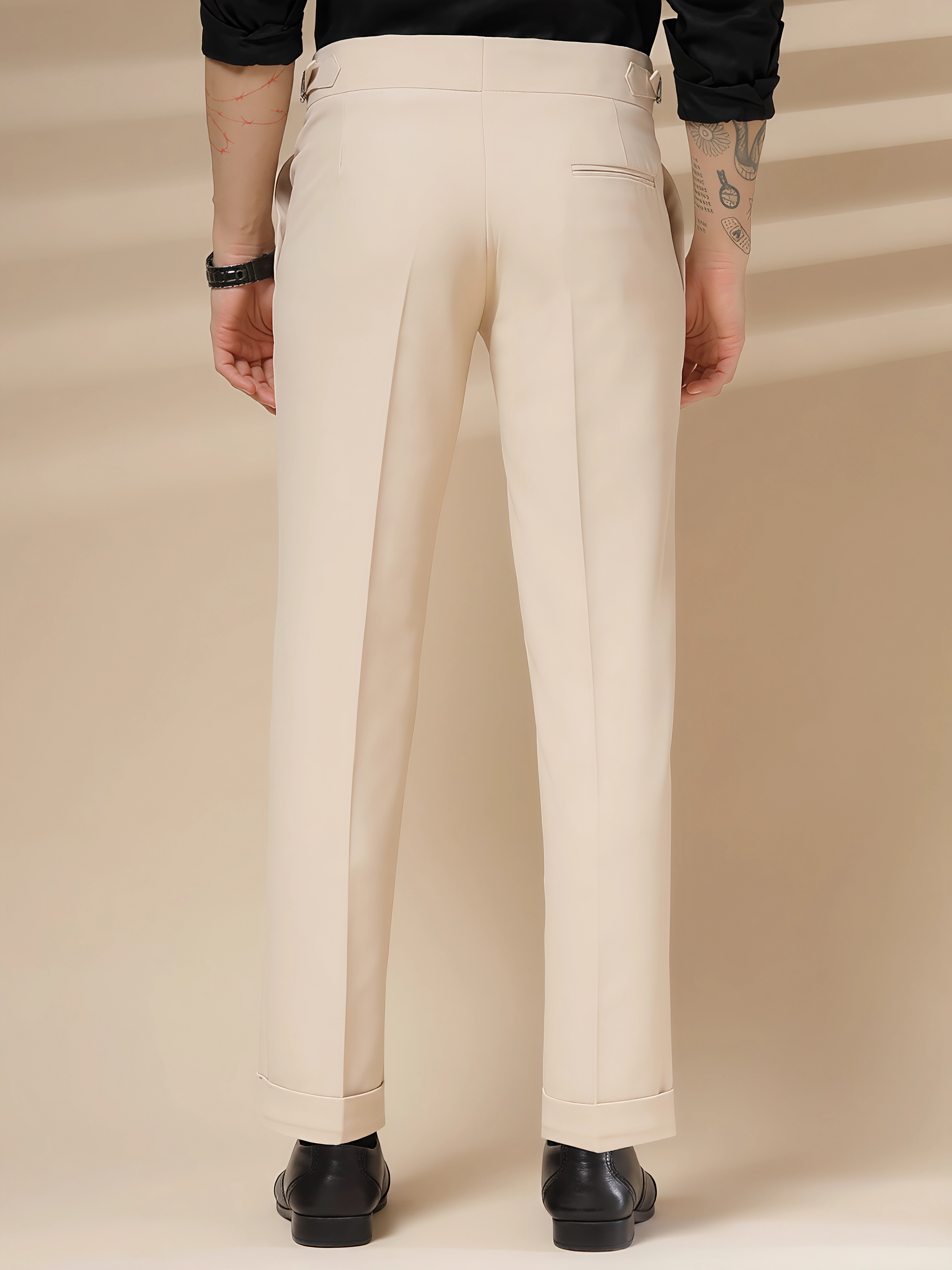 Beige Signature Buttoned Formal Gurkha Pants by ITALIAN VEGA®