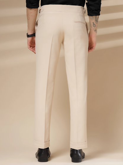 Beige Signature Buttoned Formal Gurkha Pants by ITALIAN VEGA®