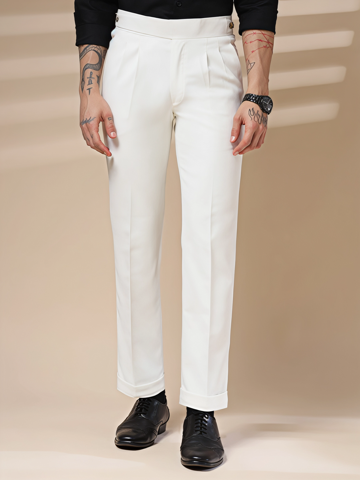White Classic Buttoned Formal Gurkha Pants by ITALIAN VEGA®