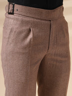 Khakhi Exotic Herringbone Gurkha Pants | Boot Cut Fit by Italian Vega®