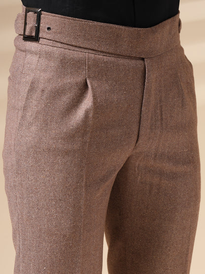 Khakhi Exotic Herringbone Gurkha Pants | Boot Cut Fit by Italian Vega® (Winter Warm)