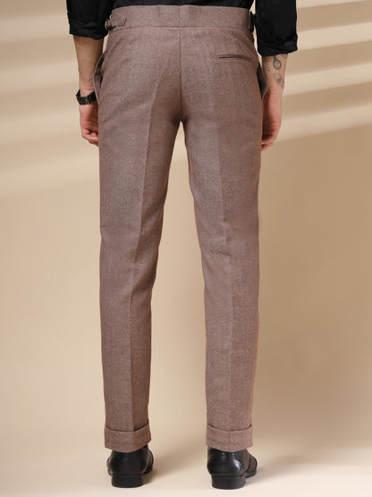 Khakhi Exotic Herringbone Gurkha Pants | Boot Cut Fit by Italian Vega® (Winter Warm)