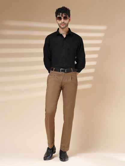Khakhi Formal Pleated Linen Gurkha Pants | Boot Cut Fit by Italian Vega®
