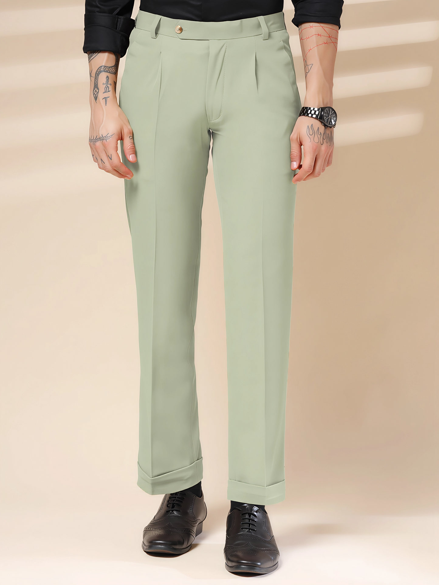Lime Men Pleated Formal Trouser by Italian Vega®