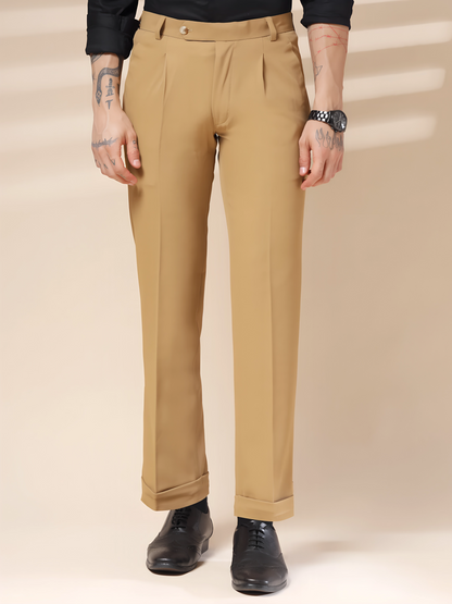 Camel Men Pleated Formal Trouser by Italian Vega®