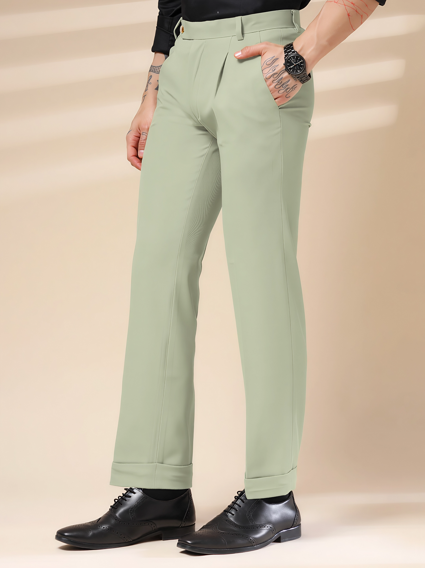 Lime Men Pleated Formal Trouser by Italian Vega®