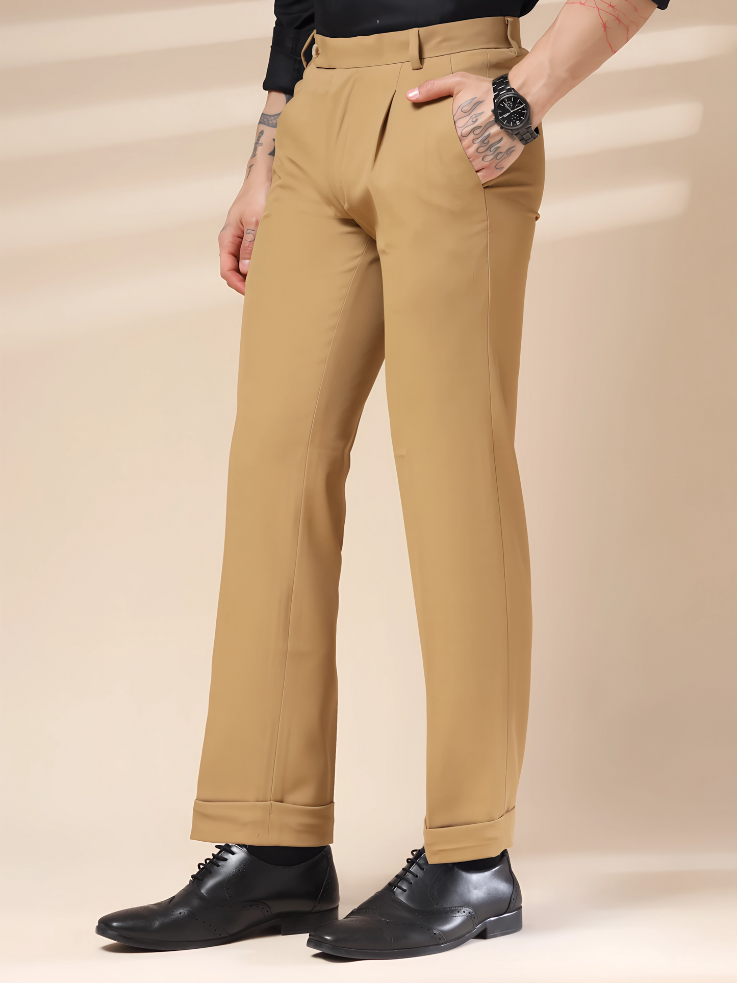 Camel Men Pleated Formal Trouser by Italian Vega®