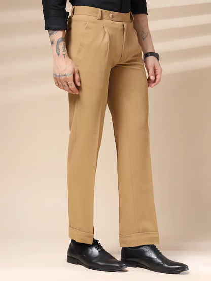 Camel Men Pleated Formal Trouser by Italian Vega®