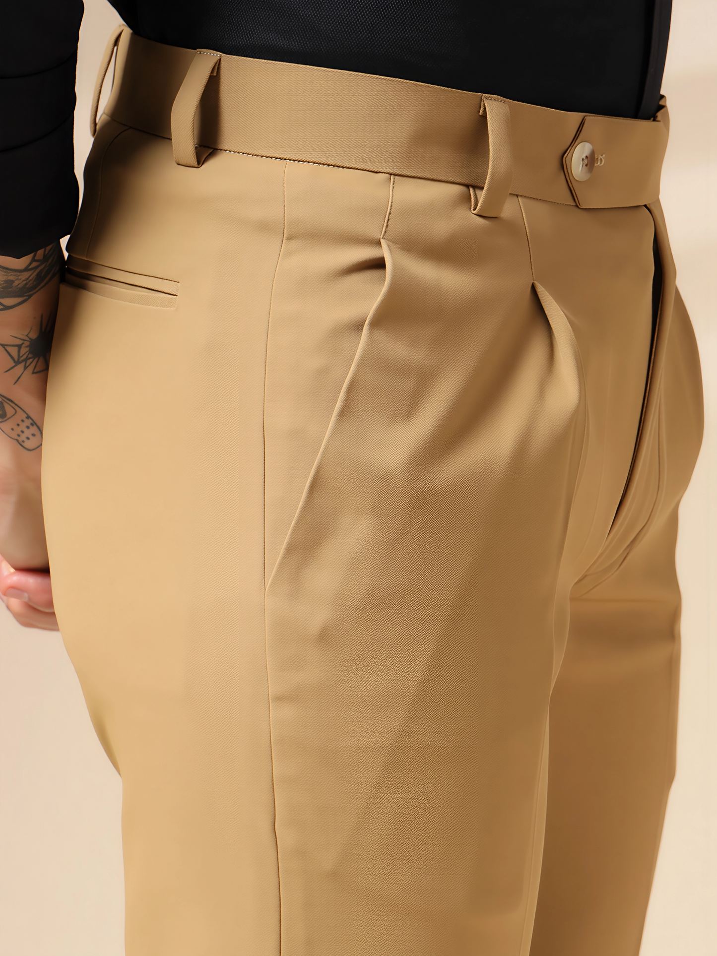 Camel Men Pleated Formal Trouser by Italian Vega®