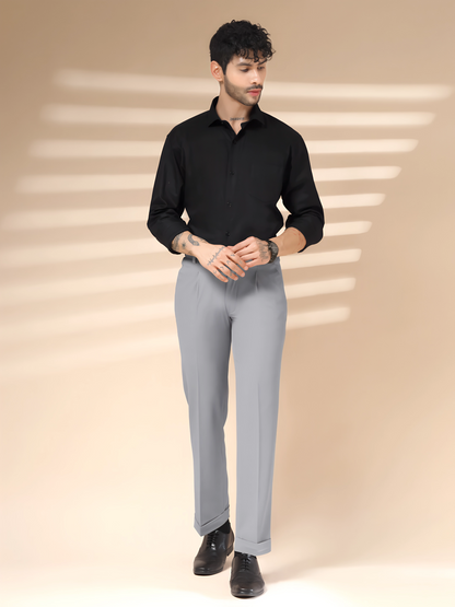Ash Grey Men Pleated Formal Trouser by Italian Vega®