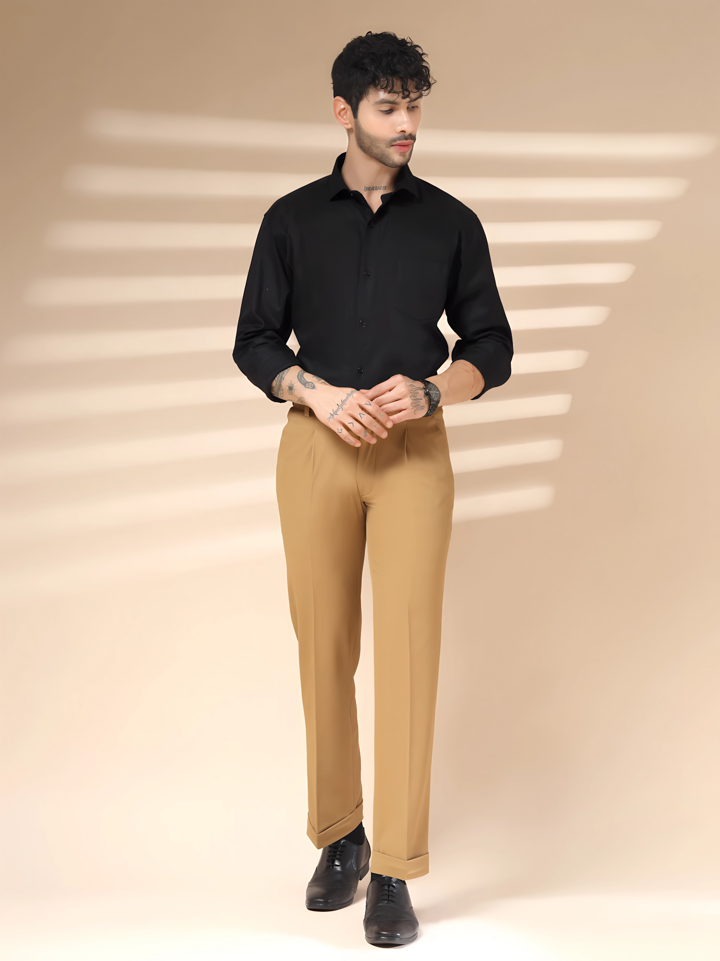 Camel Men Pleated Formal Trouser by Italian Vega®