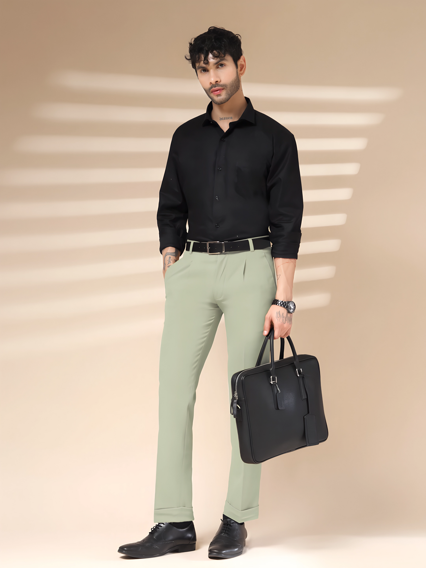 Lime Men Pleated Formal Trouser by Italian Vega®