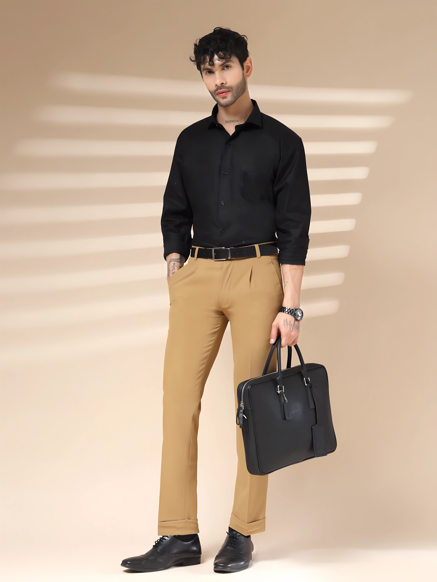 Camel Men Pleated Formal Trouser by Italian Vega®