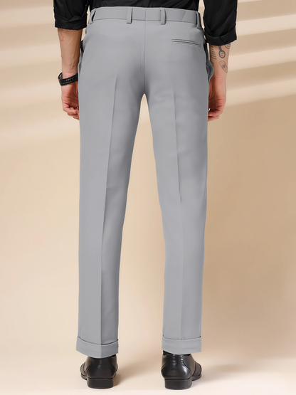 Ash Grey Men Pleated Formal Trouser by Italian Vega®