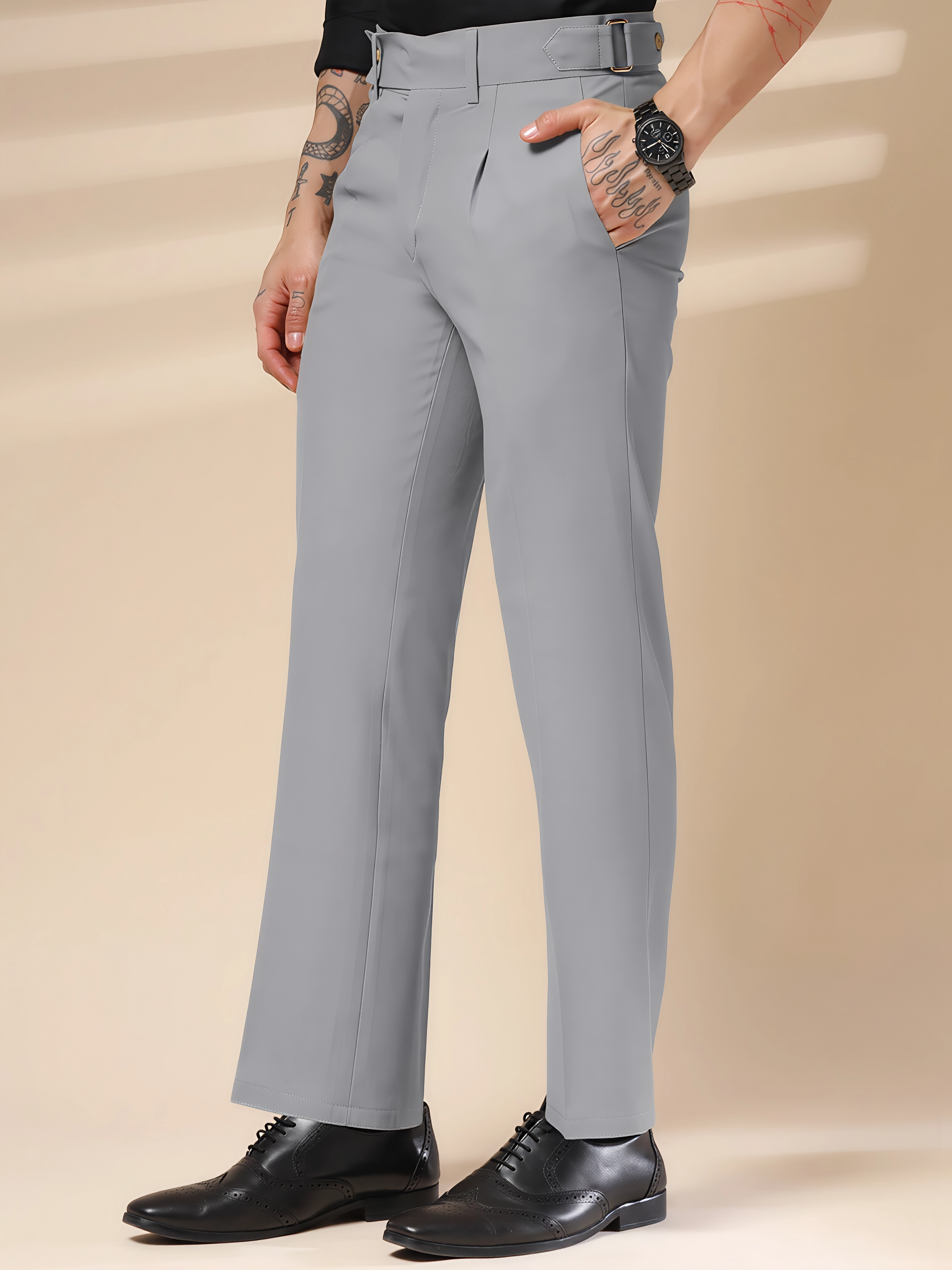 Ash Grey Oxford Gurkha Trouser by Italian Vega®