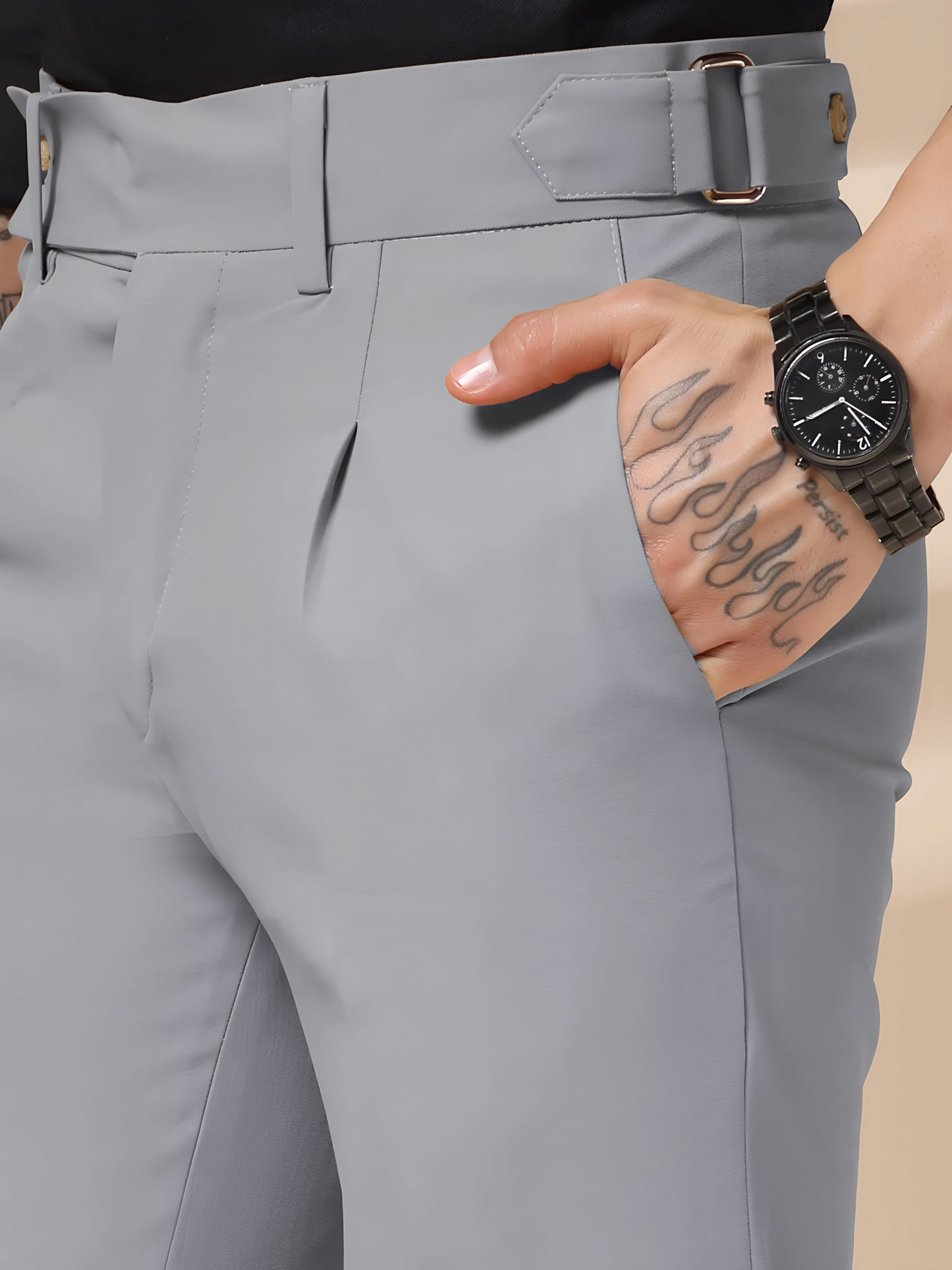 Ash Grey Oxford Gurkha Trouser by Italian Vega®
