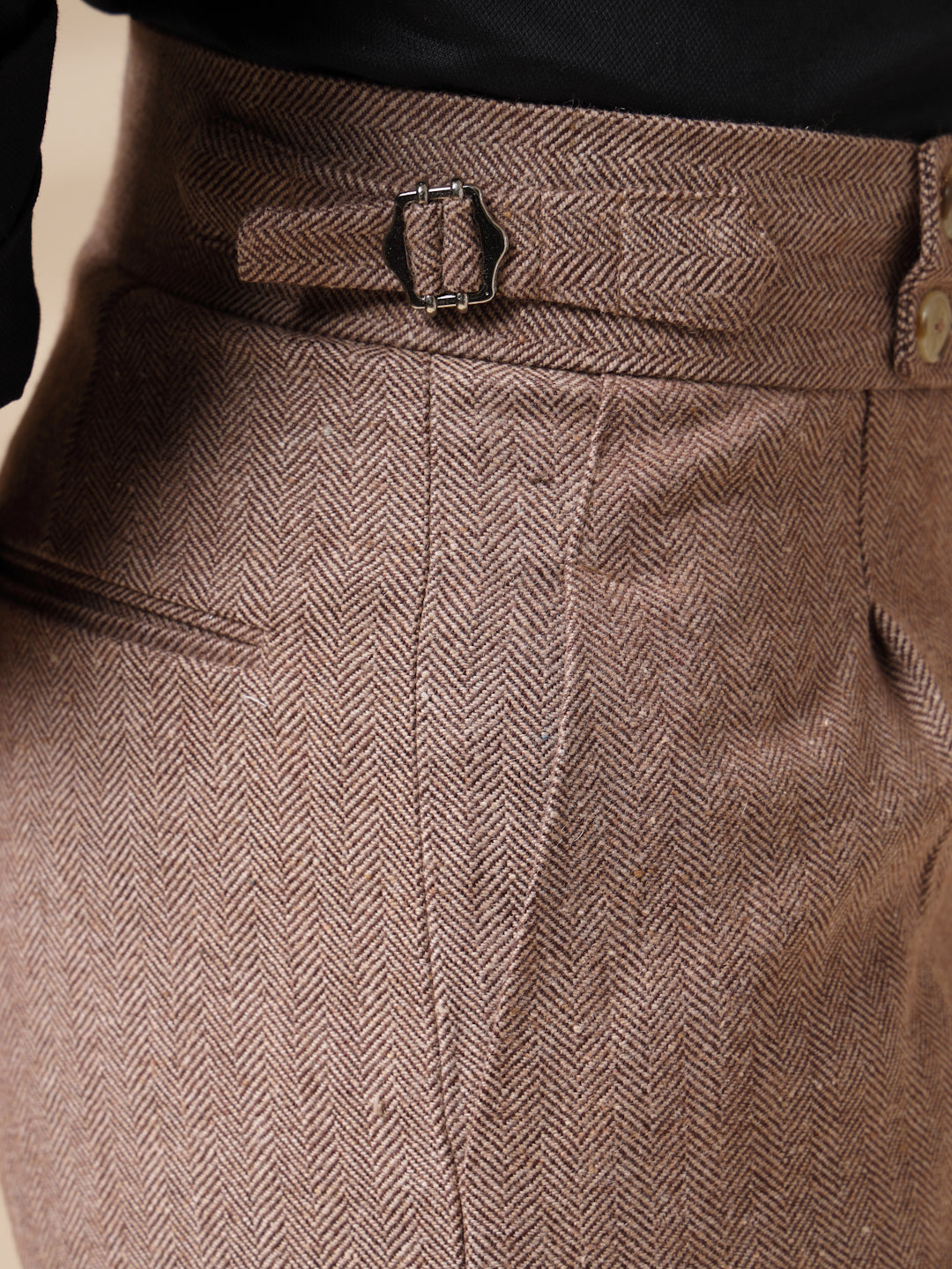 Khakhi Signature Buttoned Herringbone Gurkha Pants | Boot Cut Fit by Italian Vega® (Winter Warm)