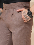 Khakhi Signature Buttoned Herringbone Gurkha Pants | Boot Cut Fit by Italian Vega®