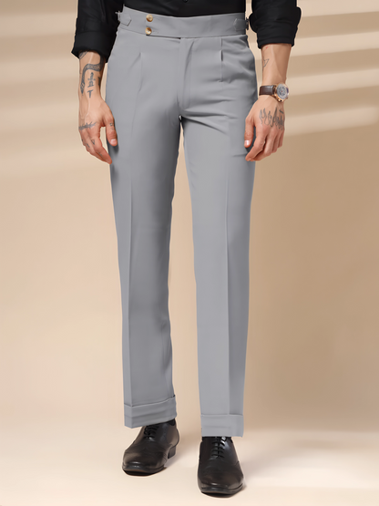 Ash Grey Signature Buttoned Gurkha Pants by ITALIAN VEGA®