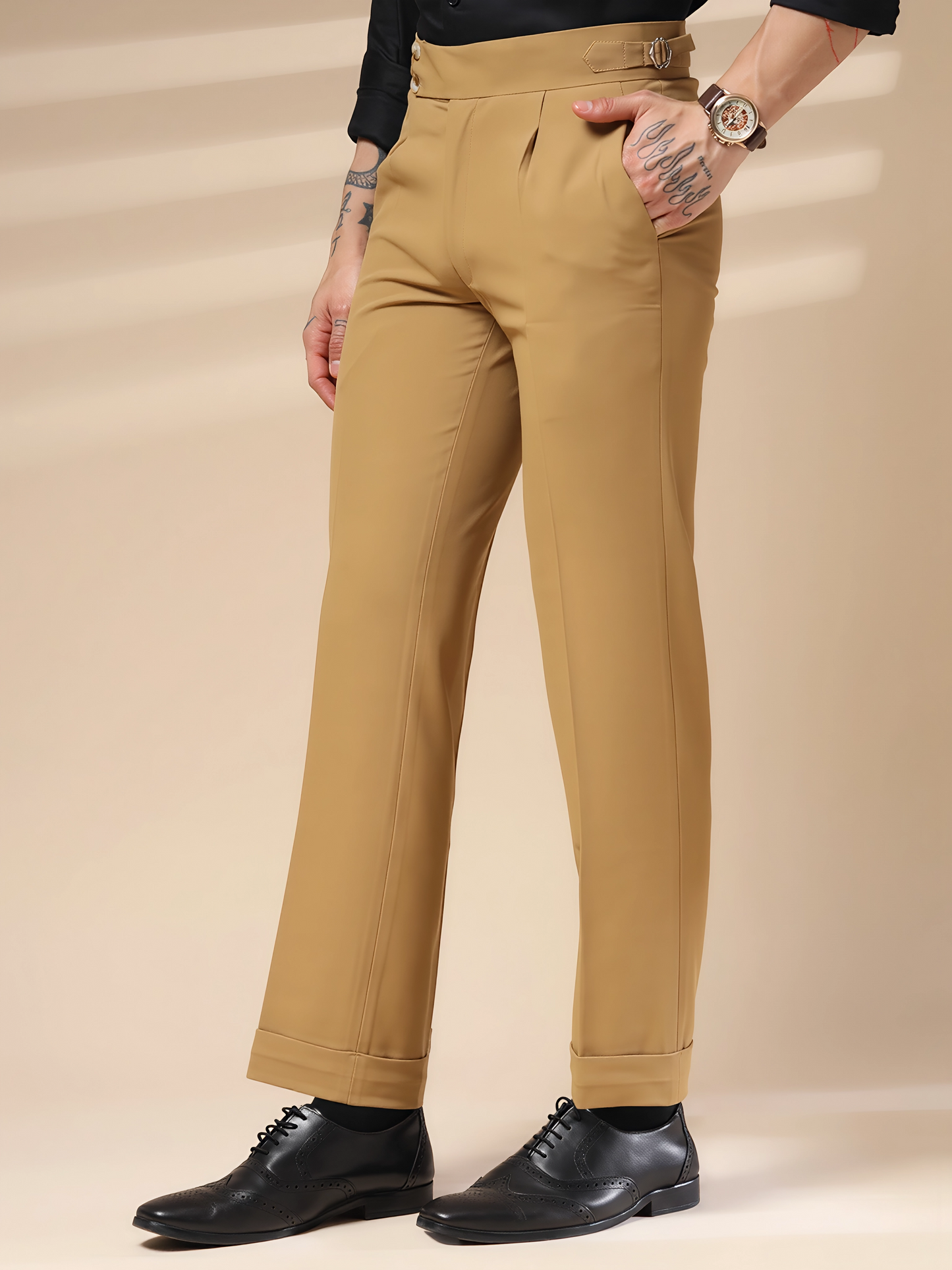 Camel Signature Buttoned Formal Gurkha Pants by ITALIAN VEGA®