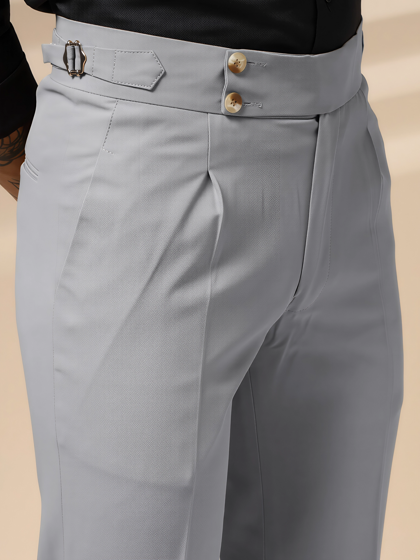 Ash Grey Signature Buttoned Gurkha Pants by ITALIAN VEGA®