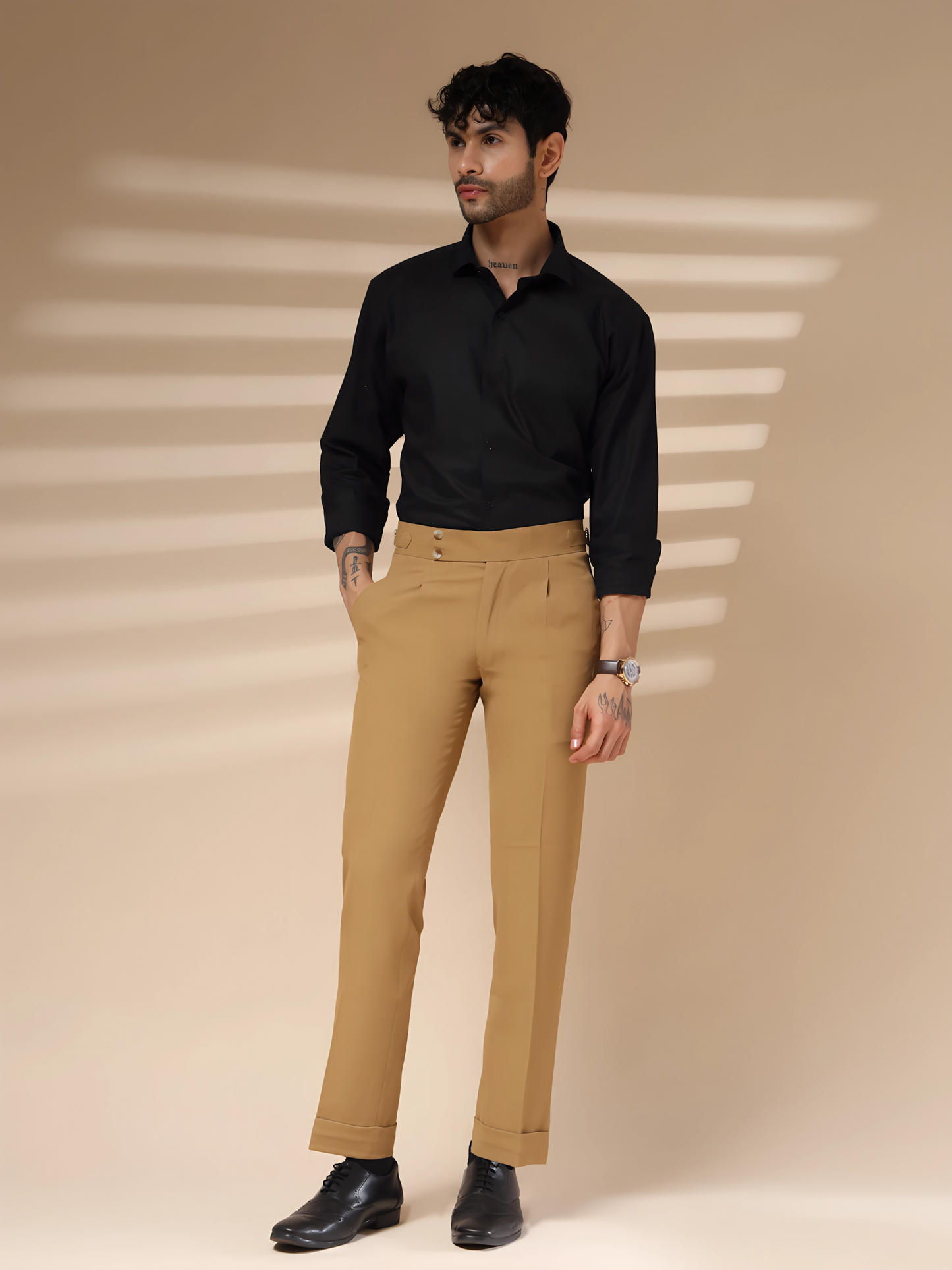 Camel Signature Buttoned Formal Gurkha Pants by ITALIAN VEGA®