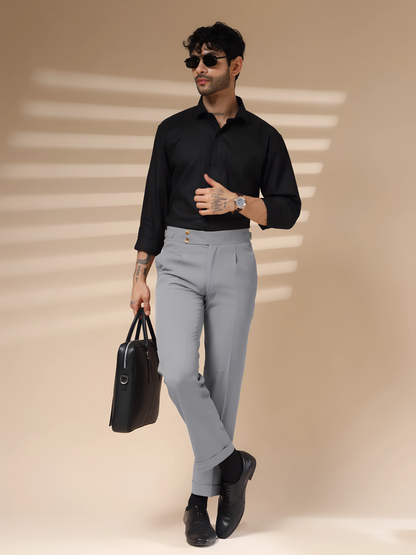 Ash Grey Signature Buttoned Gurkha Pants by ITALIAN VEGA®