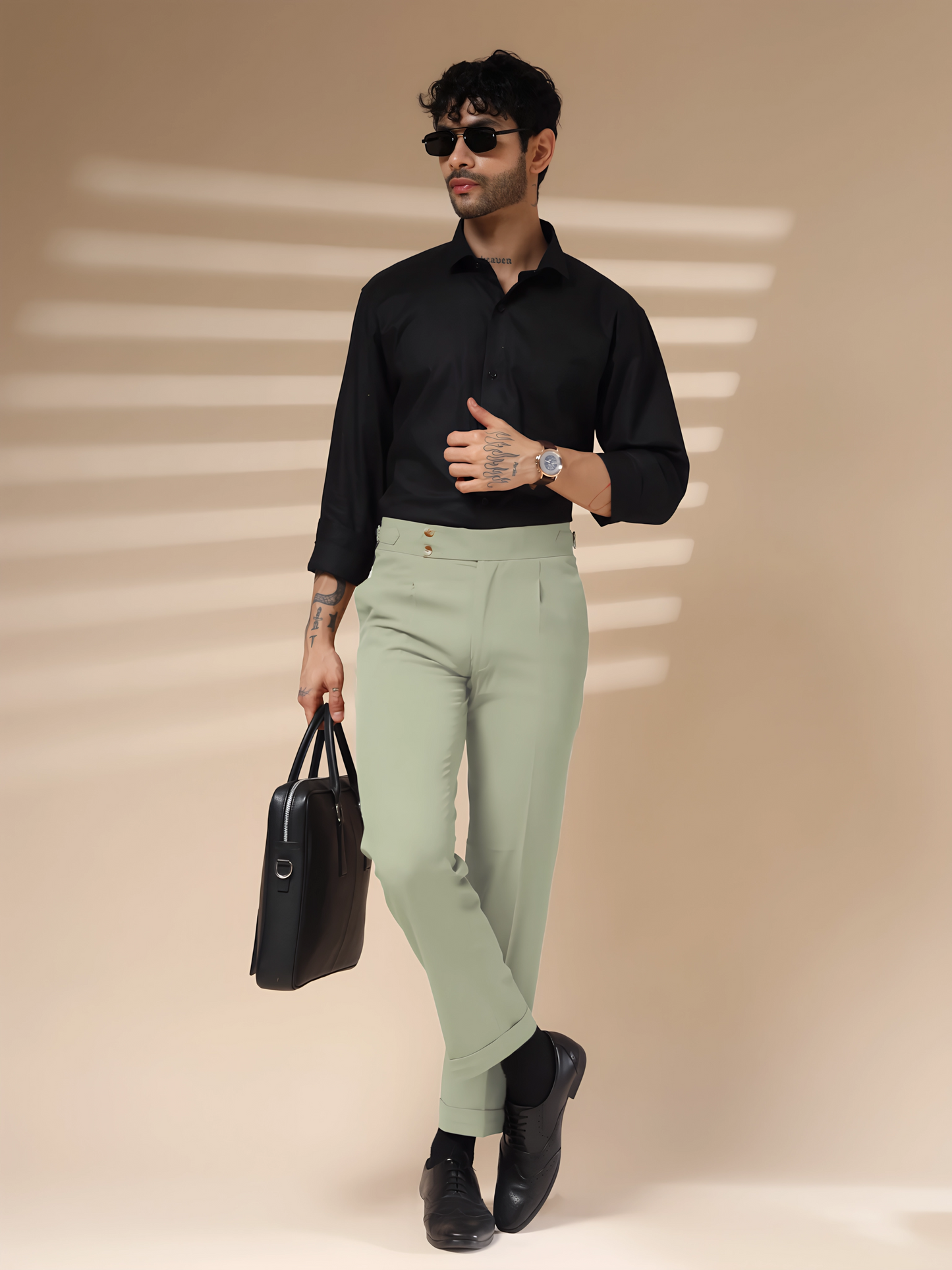 Lime Signature Buttoned Formal Gurkha Pants by ITALIAN VEGA®