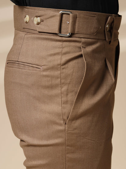 Khakhi Oxford Linen Gurkha Pants | Boot Cut Fit by Italian Vega®