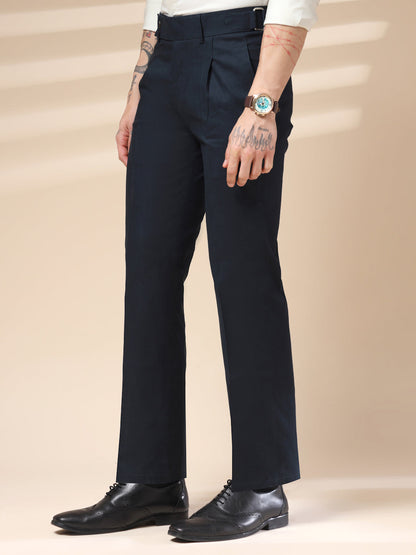 Navy Oxford Linen Gurkha Pants | Boot Cut Fit by Italian Vega®