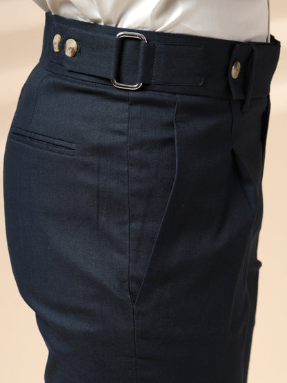 Navy Oxford Linen Gurkha Pants | Boot Cut Fit by Italian Vega®