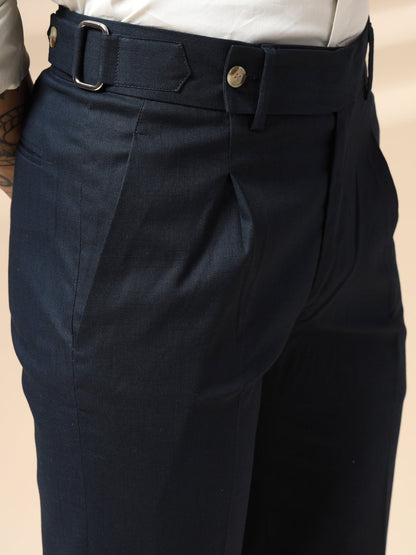 Navy Oxford Linen Gurkha Pants | Boot Cut Fit by Italian Vega®
