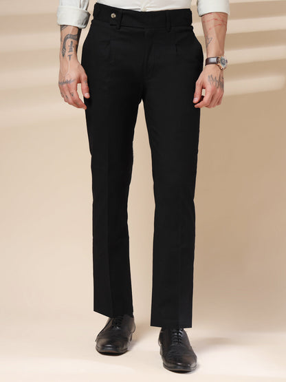 Black Oxford Linen Gurkha Pants | Boot Cut Fit by Italian Vega®
