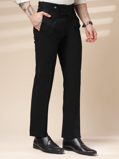 Black Oxford Linen Gurkha Pants | Boot Cut Fit by Italian Vega®