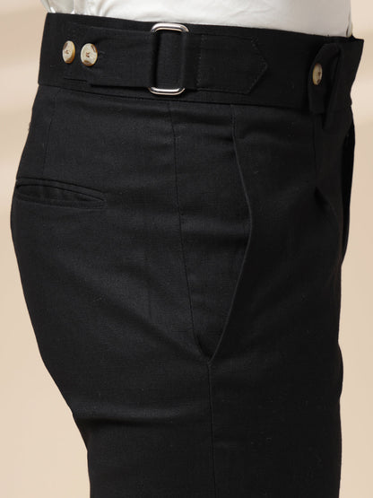 Black Oxford Linen Gurkha Pants | Boot Cut Fit by Italian Vega®