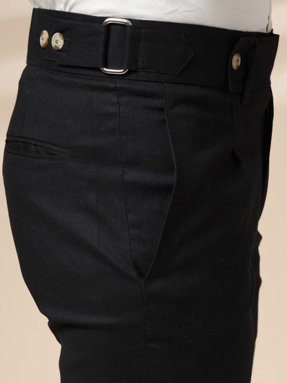 Black Oxford Linen Gurkha Pants | Boot Cut Fit by Italian Vega®