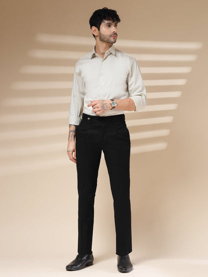 Black Oxford Linen Gurkha Pants | Boot Cut Fit by Italian Vega®