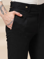 Black Linen Oxford Gurkha Pants | Boot Cut Fit by Italian Vega®