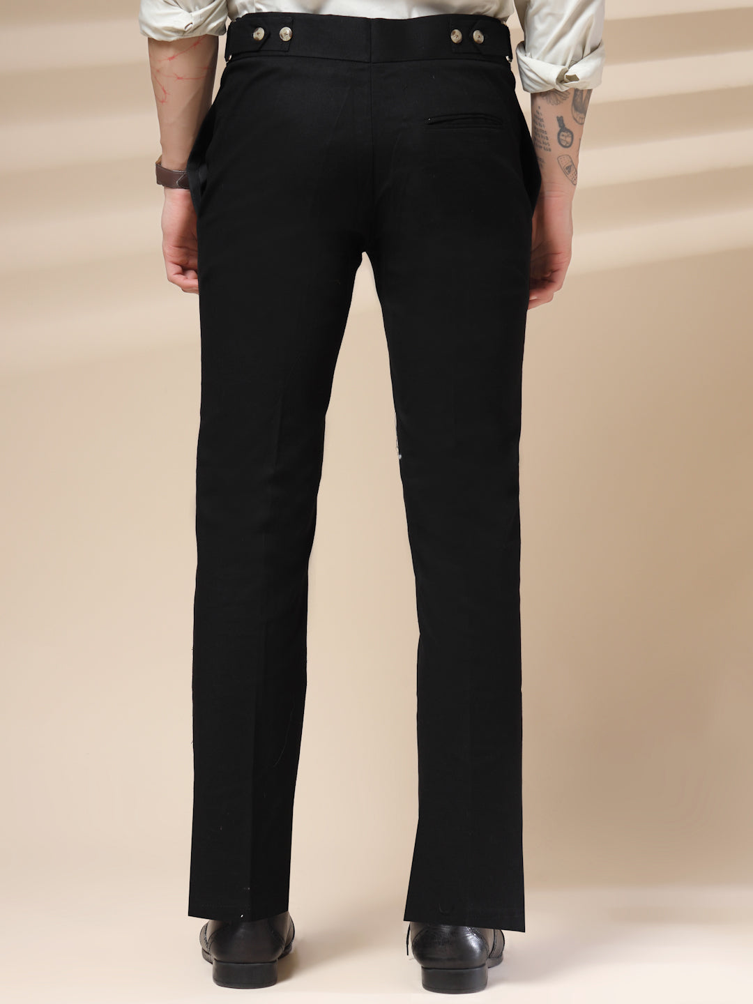Black Oxford Linen Gurkha Pants | Boot Cut Fit by Italian Vega®
