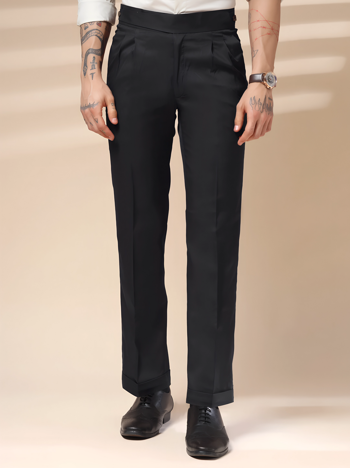 Black Classic Buttoned Formal Gurkha Pants by ITALIAN VEGA®