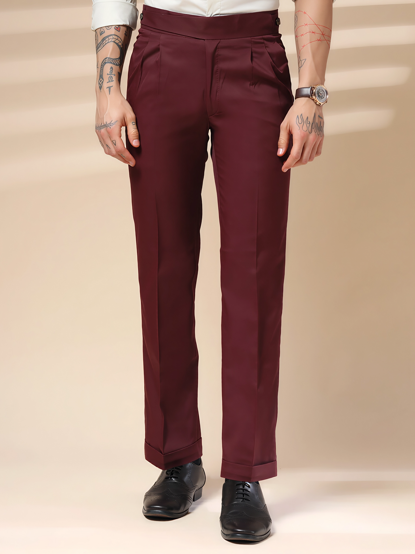 Wine Classic Buttoned Formal Gurkha Pants by ITALIAN VEGA®