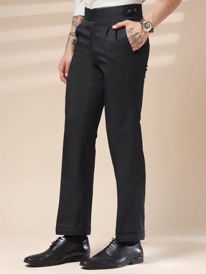 Black Classic Buttoned Formal Gurkha Pants by ITALIAN VEGA®